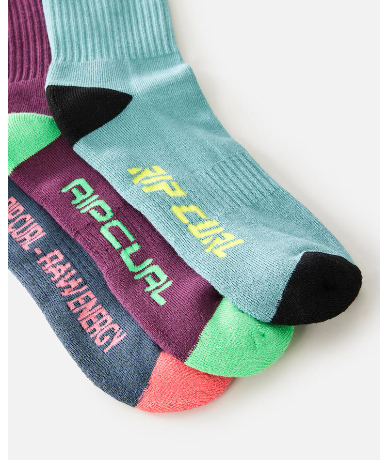 Rip Curl Retro Crew 3-Pk Socks-Pine Night — REAL Watersports