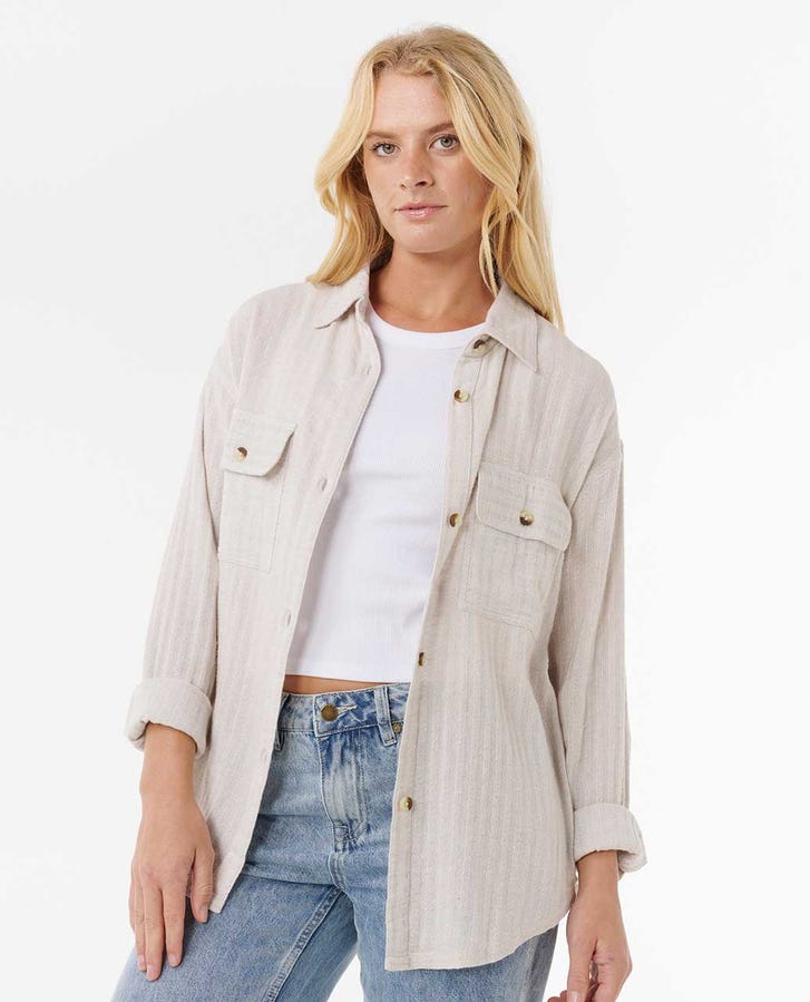 Rip Curl Oceanic Textured Shacket Jacket-Moonbeam — REAL Watersports