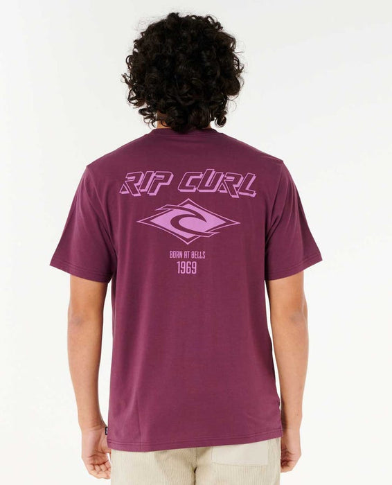 Rip Curl Fade Out Icon Tee-Deep Plum