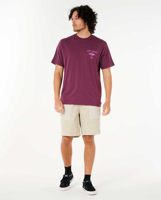 Rip Curl Fade Out Icon Tee-Deep Plum