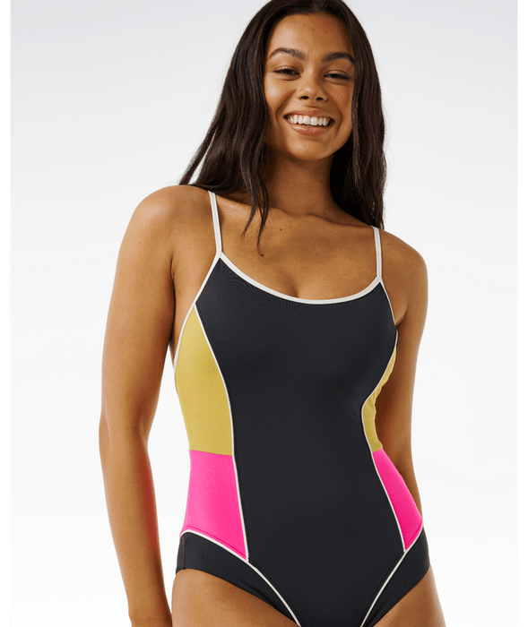 Rip Curl Hibiscus Heat Splice One Piece-Washed Black