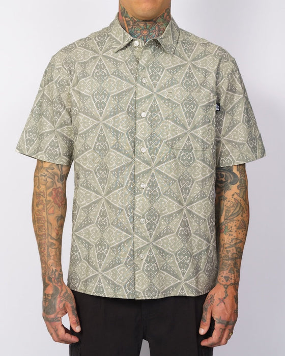 Lost Adorned Woven Shirt-Oil Green