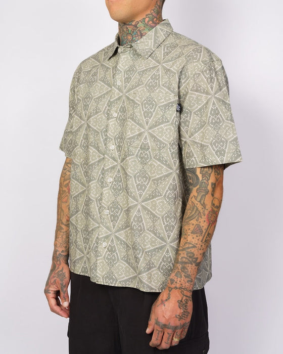 Lost Adorned Woven Shirt-Oil Green