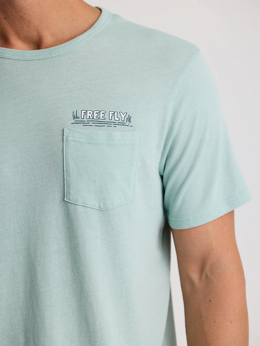 Free Fly Lazy Tides Pocket Tee-Ocean Mist