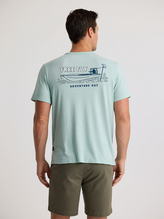 Free Fly Lazy Tides Pocket Tee-Ocean Mist