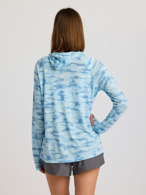 Free Fly Bamboo Lightweight Hoodie II L/S Shirt-Seasmoke Camo Surf Blue