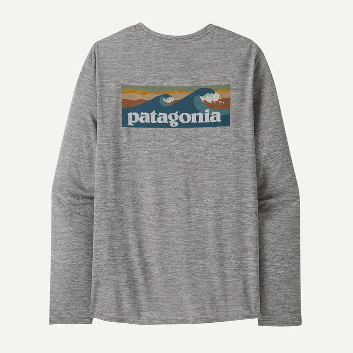 Patagonia Cap Cool Daily Graphic L/S Shirt-Abalone Blue: Feather Grey