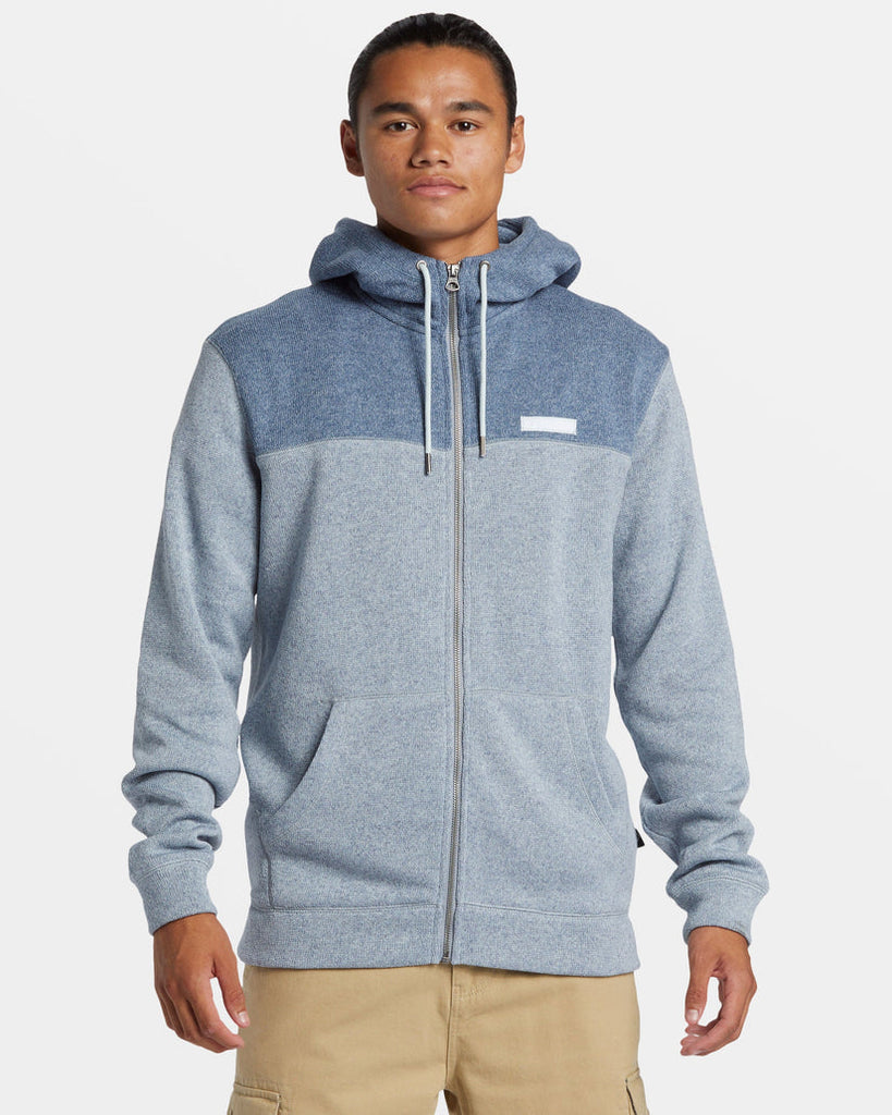 Quiksilver Keller Colorblock Fleece Lined Zip Hoodie Ice Flow Heather