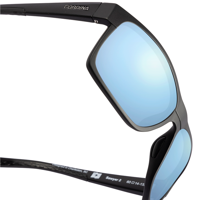 Cordina Sawyer 2 Glass Sunglasses-Matte Black/Blue Mirror Polar