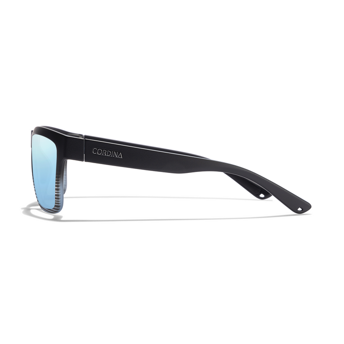 Cordina Drifter Glass Sunglasses-Matte Blue Stripe/Blue Mirror Polar