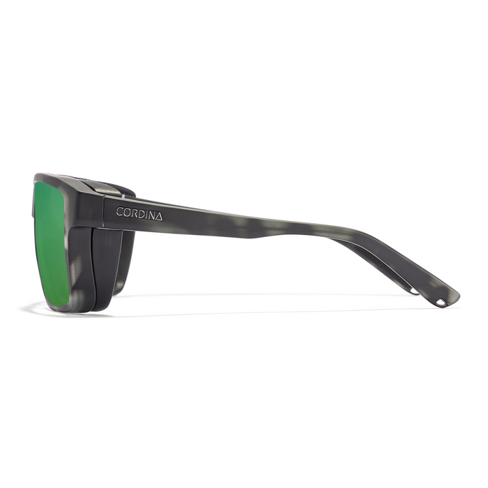 Cordina Lowlander Glass Sunglasses-Matte Black Tort/Green Mirror Polar
