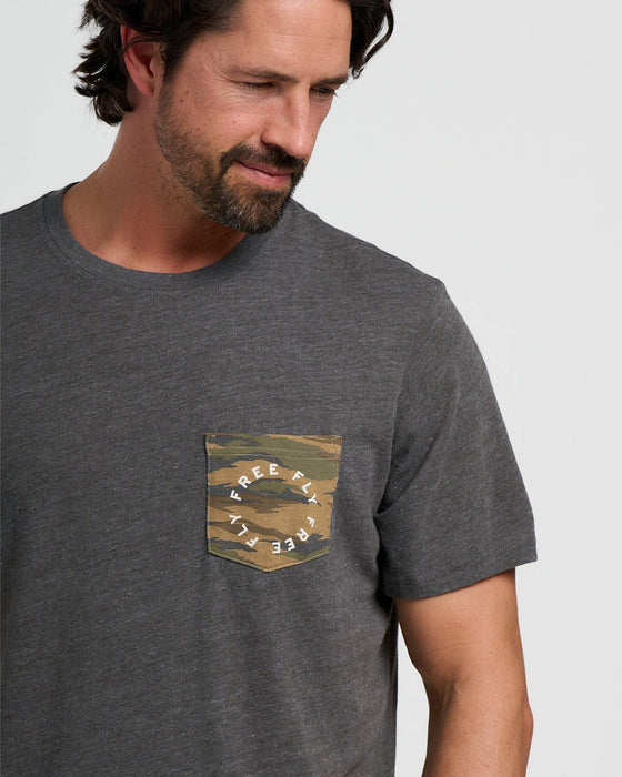 Free Fly Camo Redfish Pocket Tee-Heather Black Sand