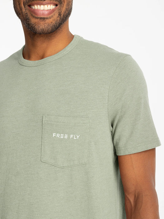 Free Fly Channel Markers Pocket Tee-Heather Desert Sage
