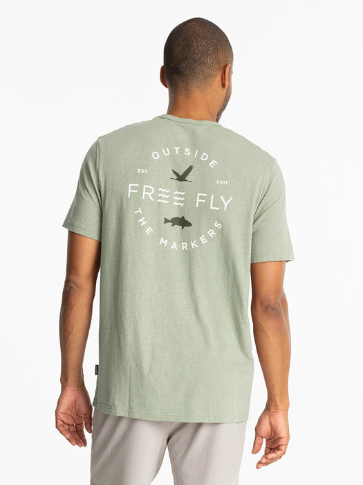Free Fly Channel Markers Pocket Tee-Heather Desert Sage