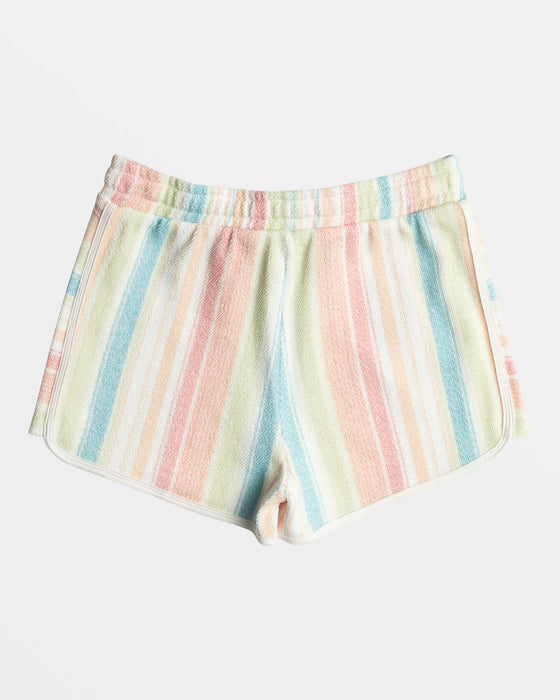 Roxy Girls Feels Like Summer Shorts-White Salty Stripe