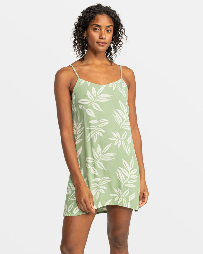 Roxy Shine A Light Printed Dress-Oil Green Leavin — REAL Watersports