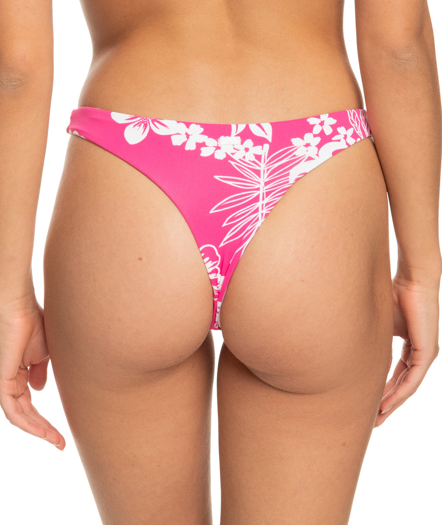 Roxy PT Beach Classics Tanga Bottom-Shocking Pink Hello Aloha
