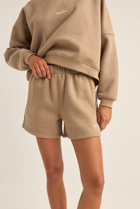 Rhythm Logo Fleece Shorts-Taupe