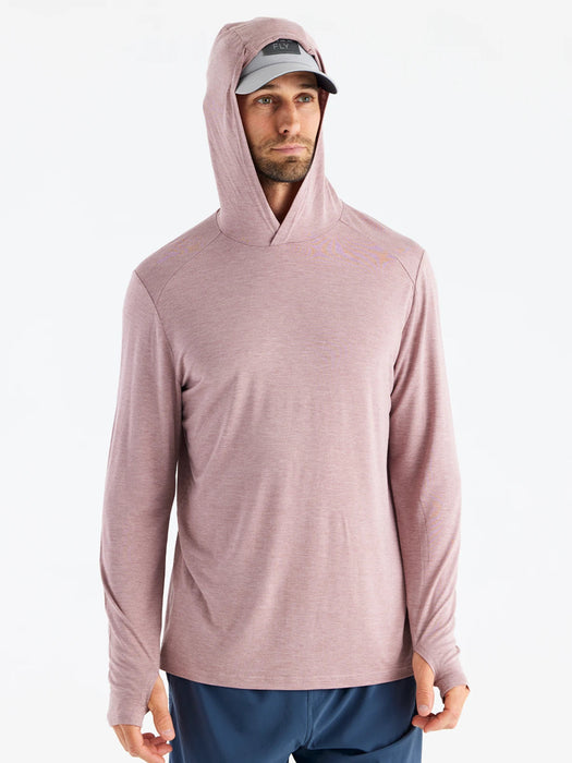 Free Fly Bamboo Shade Hooded L/S Shirt-Heather Adobe Red