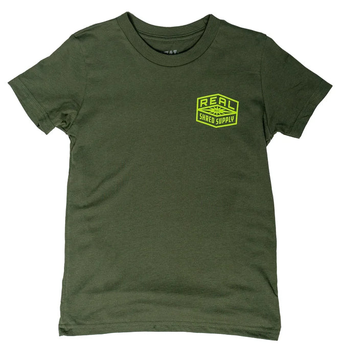 REAL Youth Shred Supply Tee-Military Green