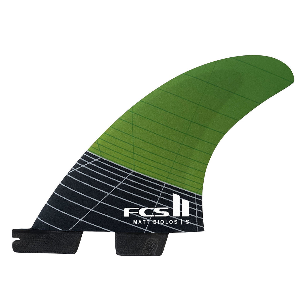 サーフィン・ボディボード FCS2 Matt Biolos shaper TRI-QUAD fin FCS II Matt Biolos PC Carbon Tri Fin Set-Green-Small — REAL