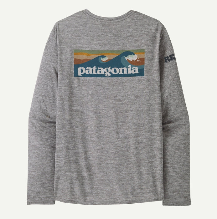 Patagonia x REAL Cap Cool Daily L/S Shirt-Abalone Blue: Feather Grey