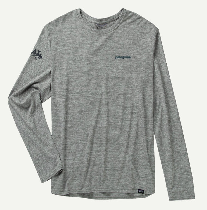Patagonia x REAL Cap Cool Daily L/S Shirt-Abalone Blue: Feather Grey