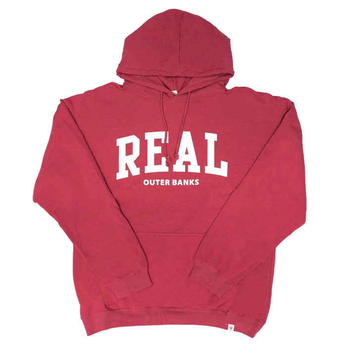 REAL Block Letters Hooded Sweatshirt-Crimson