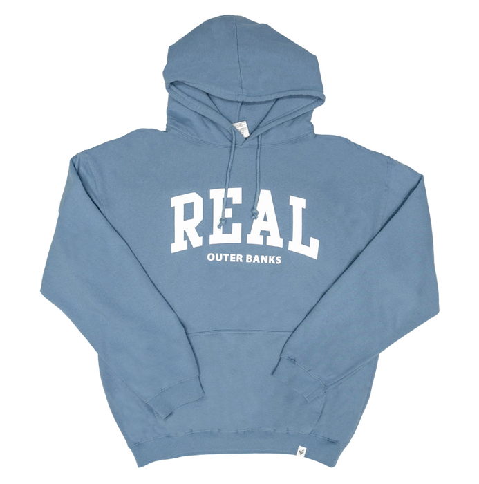 REAL Block Letters Hooded Sweatshirt-Denim
