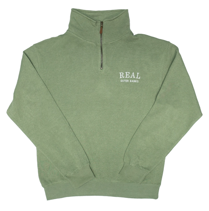 REAL Block Letters Quater Zip Sweatshirt-Willow