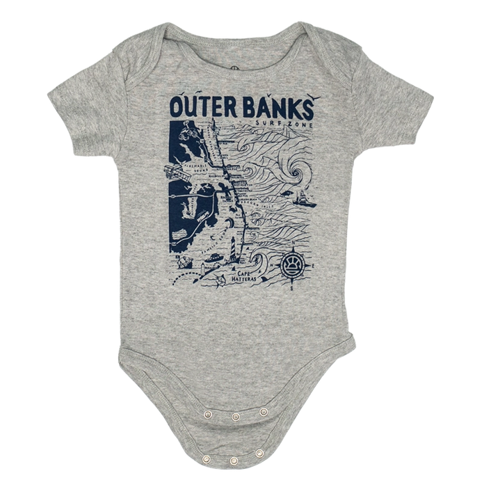 REAL Outer Banks Map Baby Onsie-Athletic Heather