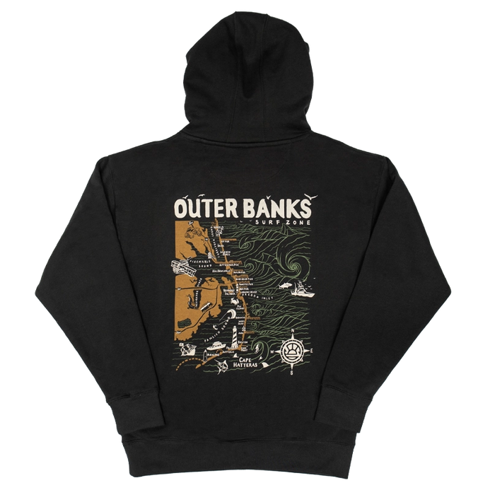 REAL Outer Banks Map Hooded Sweatshirt-Vintage Black