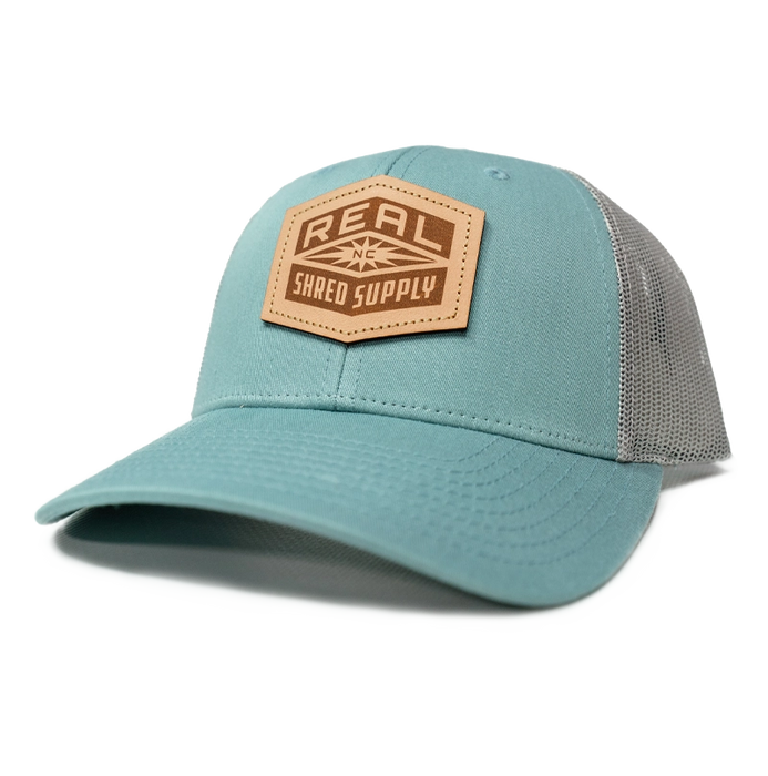 REAL Shred Supply Leather Badge Hat-Smoke Blue/Aluminum