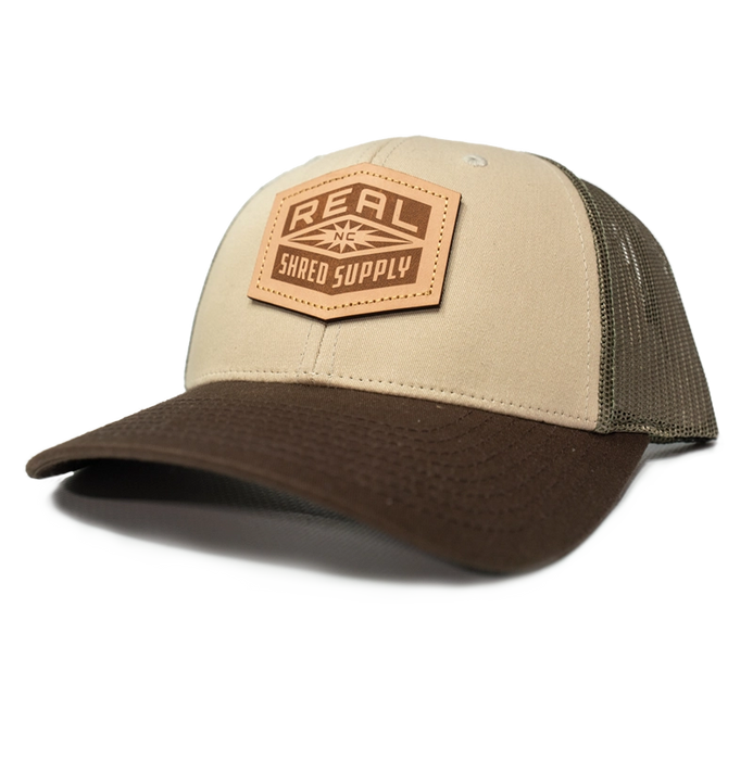 REAL Shred Supply Leather Badge Hat-Tan/Loden/Brown
