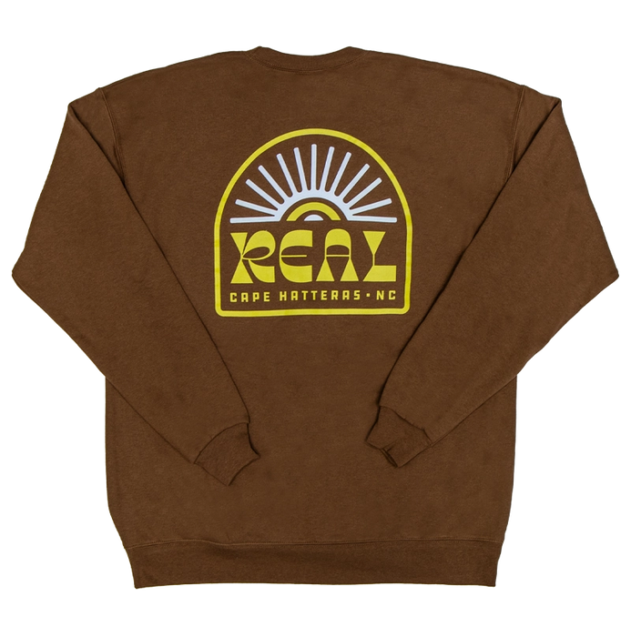 REAL Sun Ray Badge Crew Sweatshirt-Army Brown