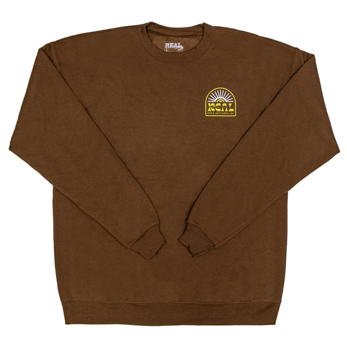 REAL Sun Ray Badge Crew Sweatshirt-Army Brown