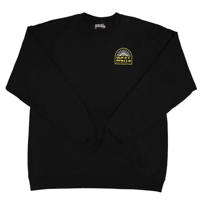 REAL Sun Ray Badge Crew Sweatshirt-Black