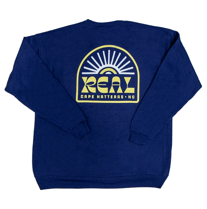 REAL Sun Ray Badge Crew Sweatshirt-Navy