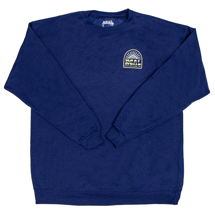 REAL Sun Ray Badge Crew Sweatshirt-Navy