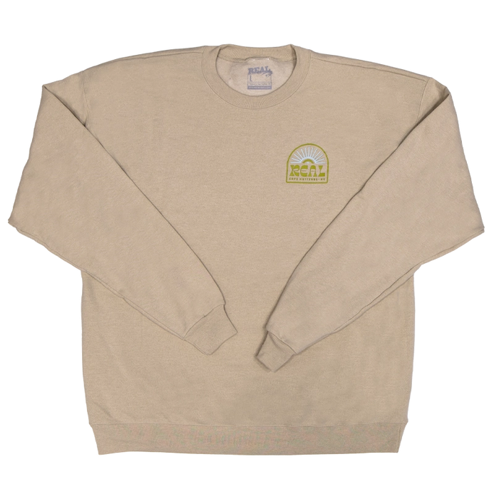 REAL Sun Ray Badge Crew Sweatshirt-Sand