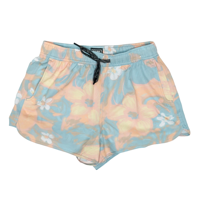 REAL Wmn's Repeater Print Volley Shorts-Aqua