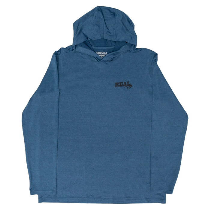 REAL L/S Hooded Sun Shirt-Heather Marine Blue