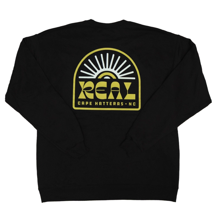 REAL Sun Ray Badge Crew Sweatshirt-Black
