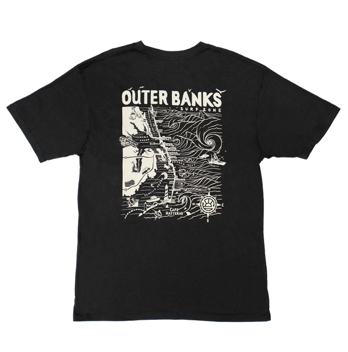 REAL Outer Banks Map Tee-Vintage Black
