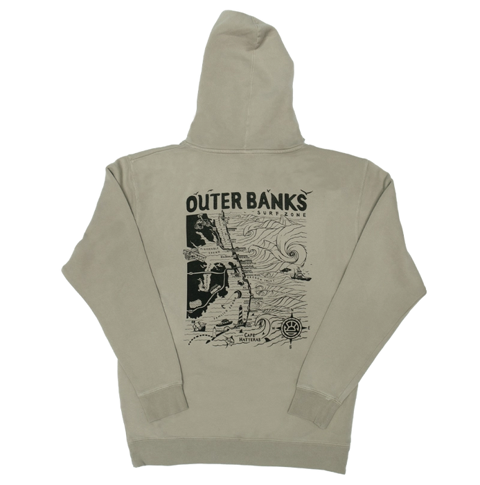 REAL Outer Banks Map Hooded Sweatshirt-Cement