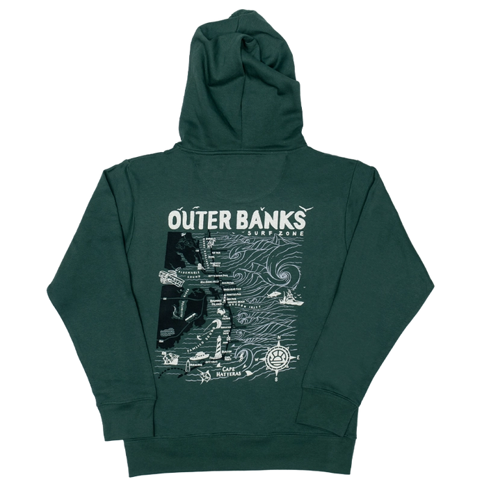 REAL Outer Banks Map Hooded Sweatshirt-Pine