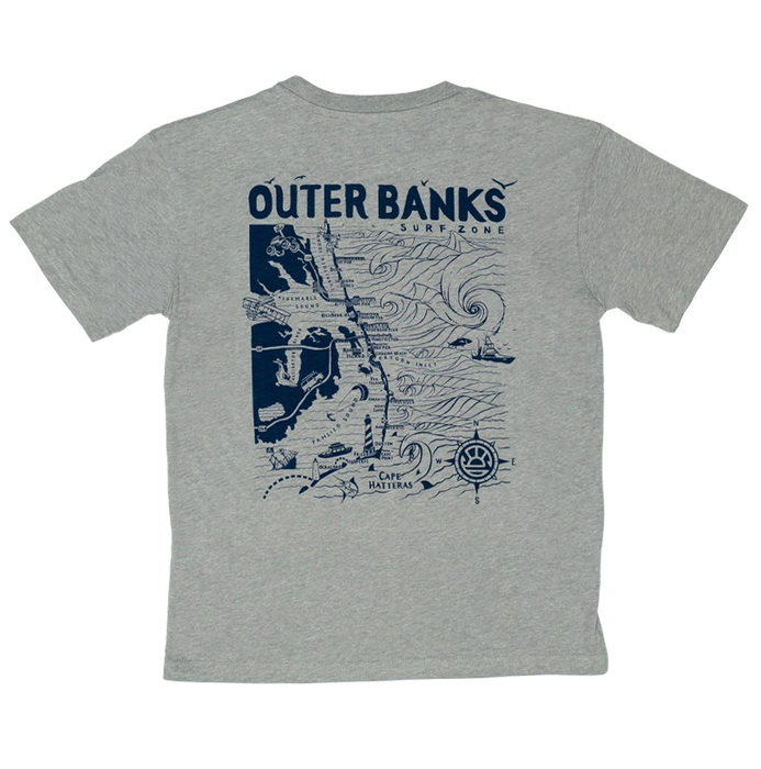 REAL Outer Banks Map Youth Tee-Carbon Grey