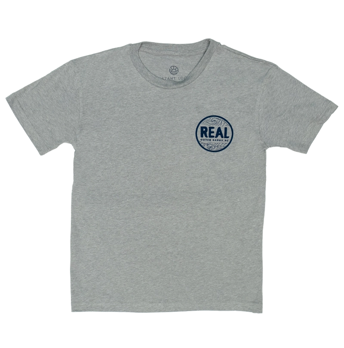 REAL Outer Banks Map Youth Tee-Carbon Grey