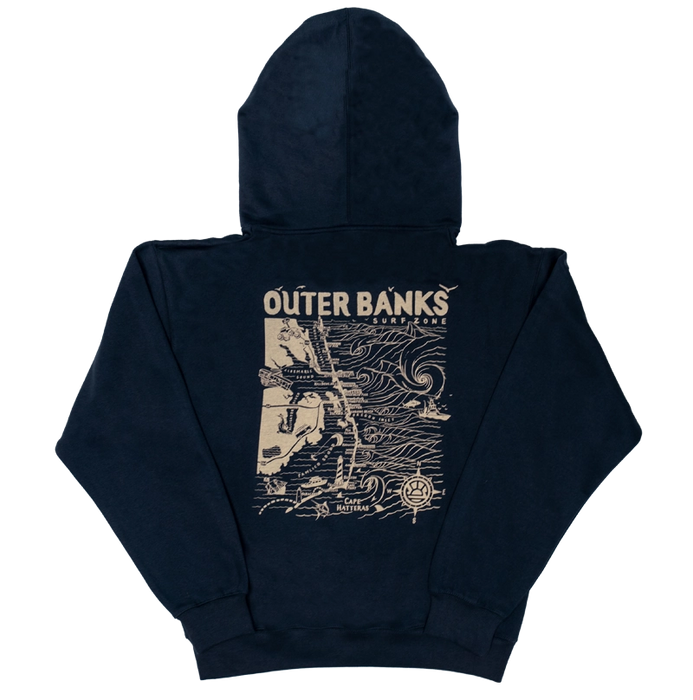 REAL Outer Banks Map Hooded Sweatshirt-Navy