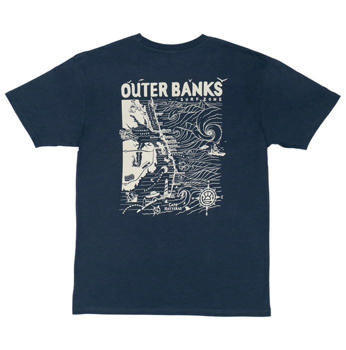 REAL Outer Banks Map Tee-Harbor Blue